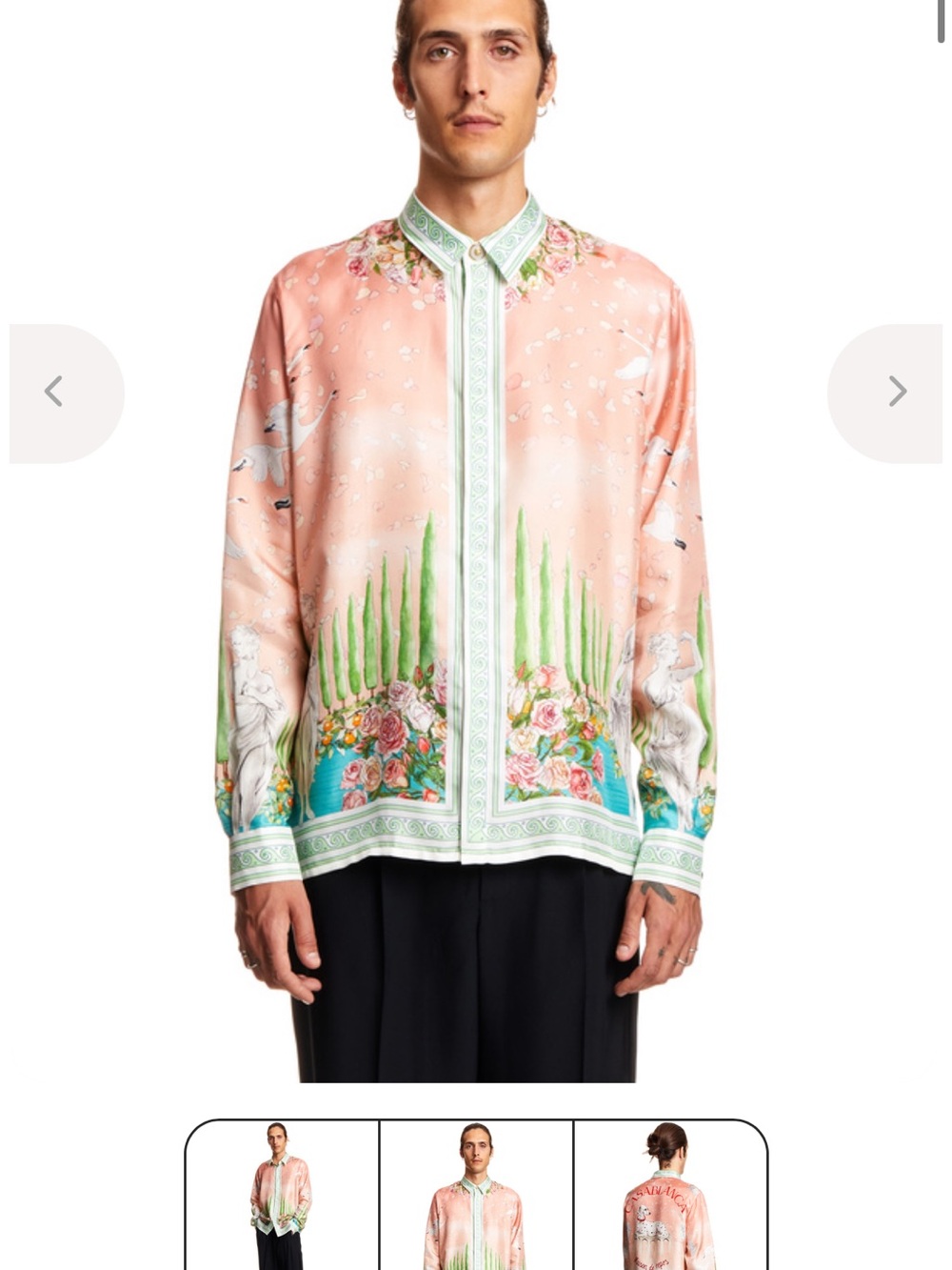 Casablanca Peach Scenic Silk Button-Up Shirt - Picture 5 of 5